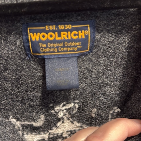 Woolrich Wool Cardigan Winter Snowflakes Deer Charcoal Gray White Large - Picture 11 of 15